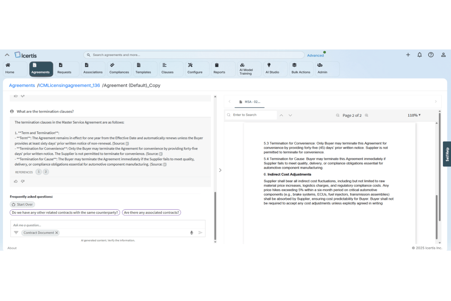 Icertis screenshot - Les 10 meilleurs logiciels de gestion des contrats par IA en 2026