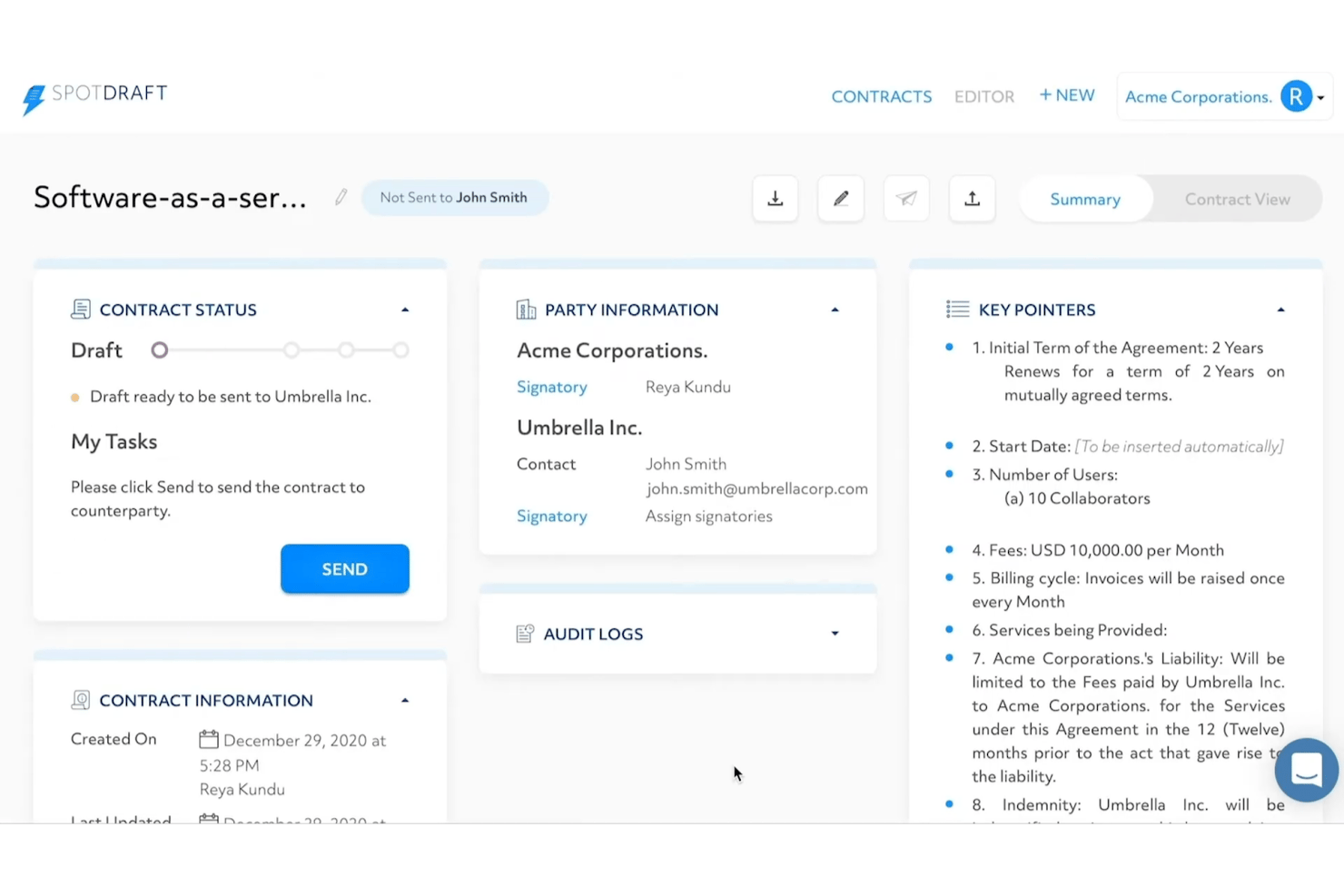 SpotDraft screenshot - Les 10 meilleurs logiciels de gestion des contrats par IA en 2026