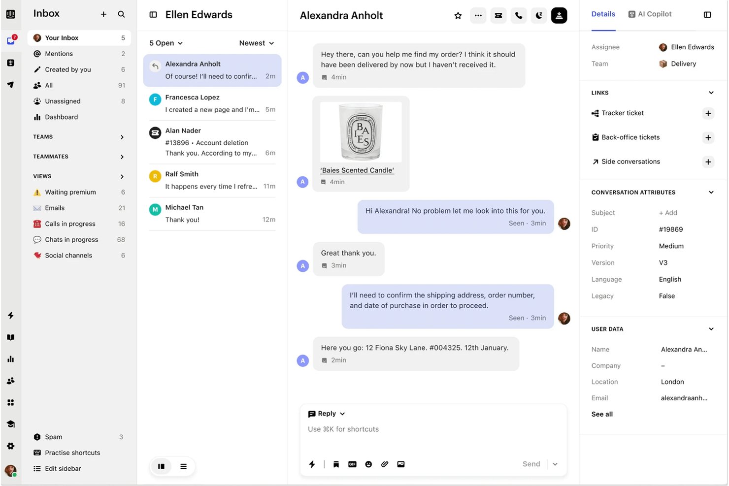 Intercom screenshot - Die 10 besten E-Commerce-Kundenservice-Softwares im Jahr 2026