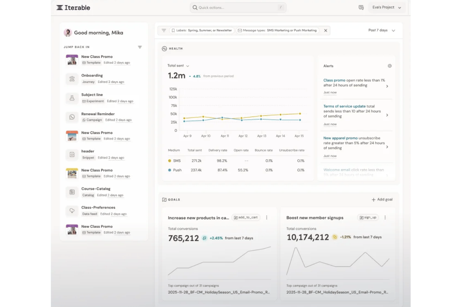Iterable screenshot - Die 10 besten ActiveCampaign-Alternativen im Jahr 2026