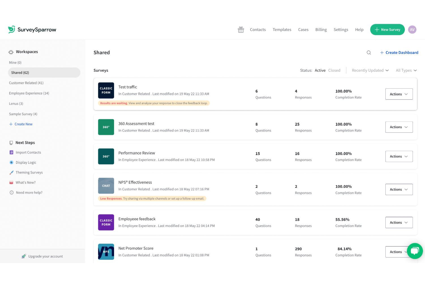 SurveySparrow screenshot - 10 Best Free Employee Engagement Software in 2026
