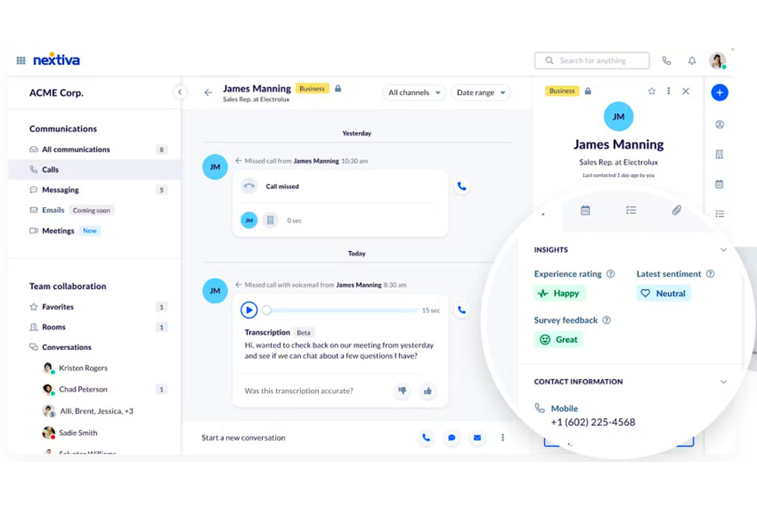 Nextiva screenshot - 10 Mejores Plataformas de Experiencia del Cliente con IA en 2026