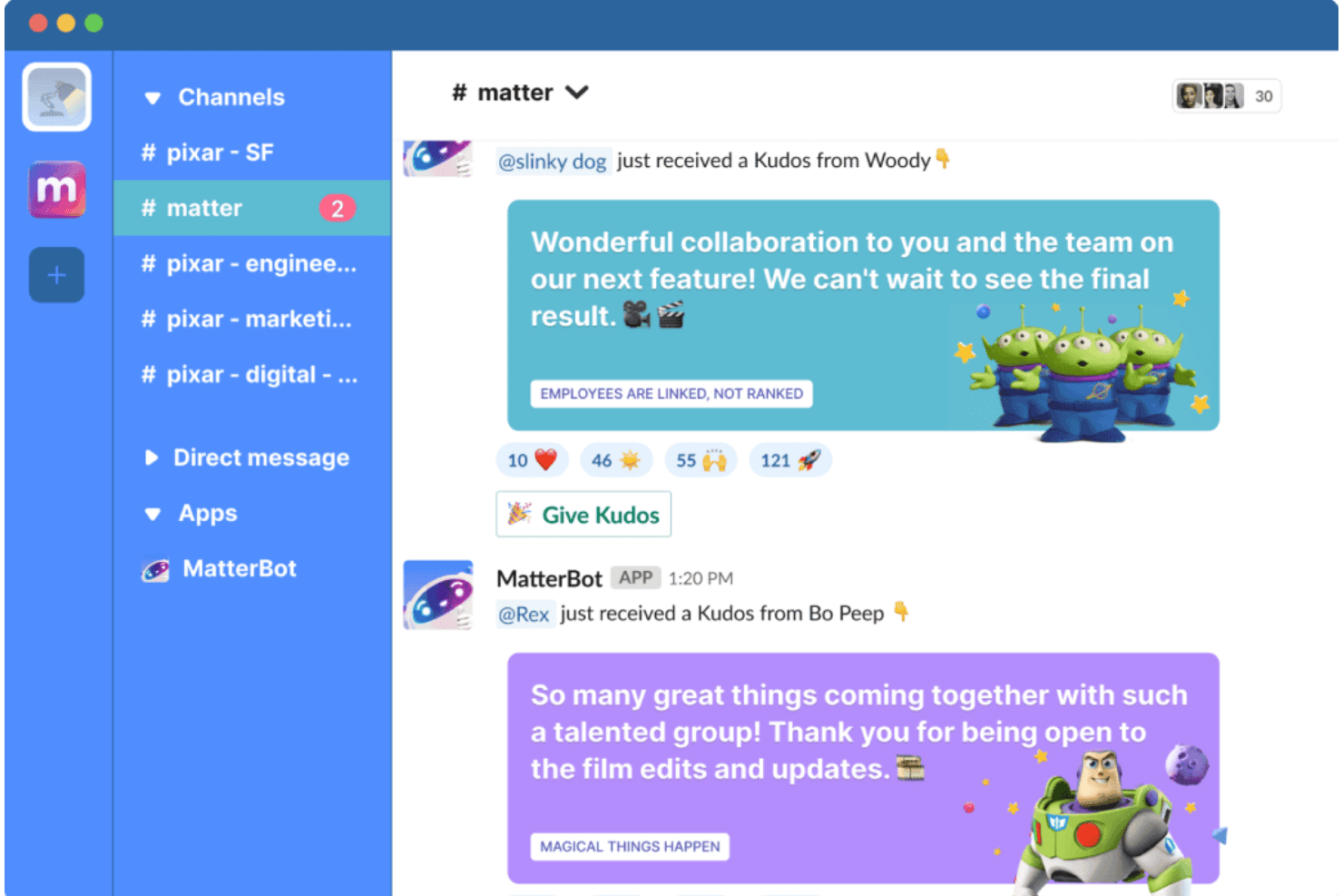 Matter screenshot - 10 meilleurs logiciels gratuits de reconnaissance des employés en 2026