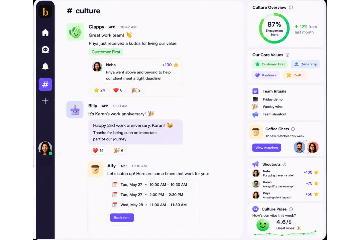 Clappy screenshot - 10 meilleurs logiciels gratuits de reconnaissance des employés en 2026