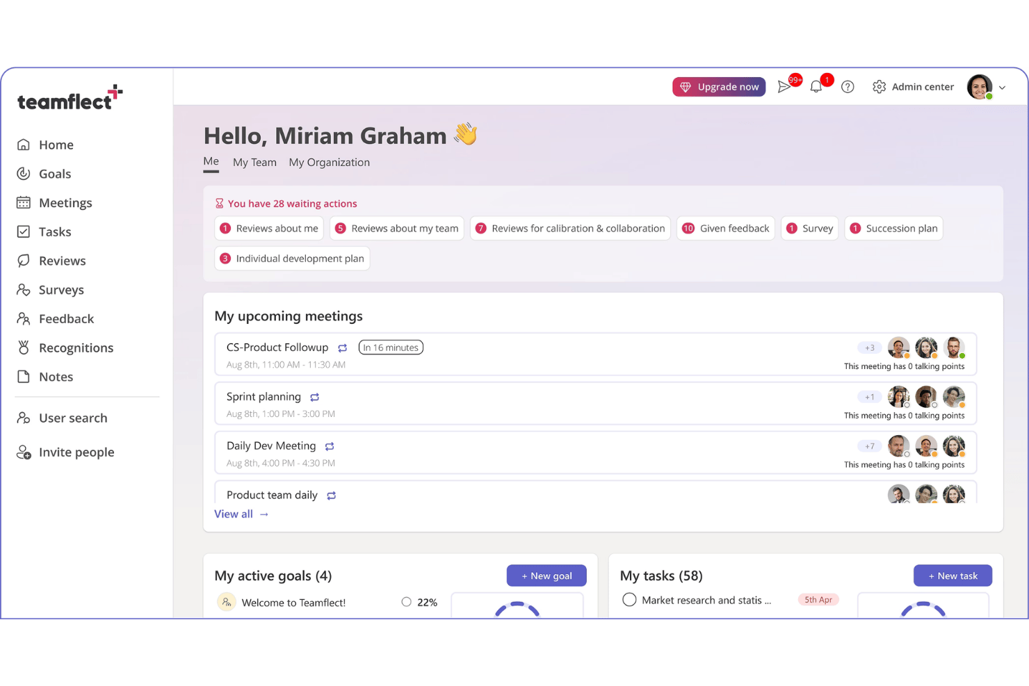 Teamflect screenshot - 10 meilleurs logiciels gratuits de reconnaissance des employés en 2026