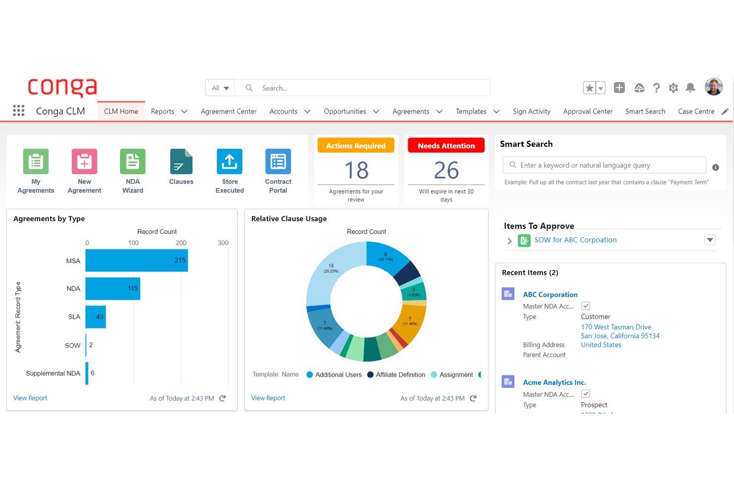Conga CLM screenshot - 10 beste Softwarelösungen für das Vertragsmanagement in Unternehmen im Jahr 2026