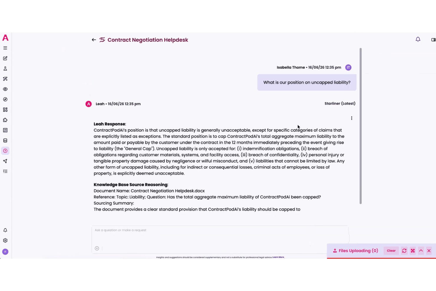 Leah screenshot - 10 beste Softwarelösungen für das Vertragsmanagement in Unternehmen im Jahr 2026
