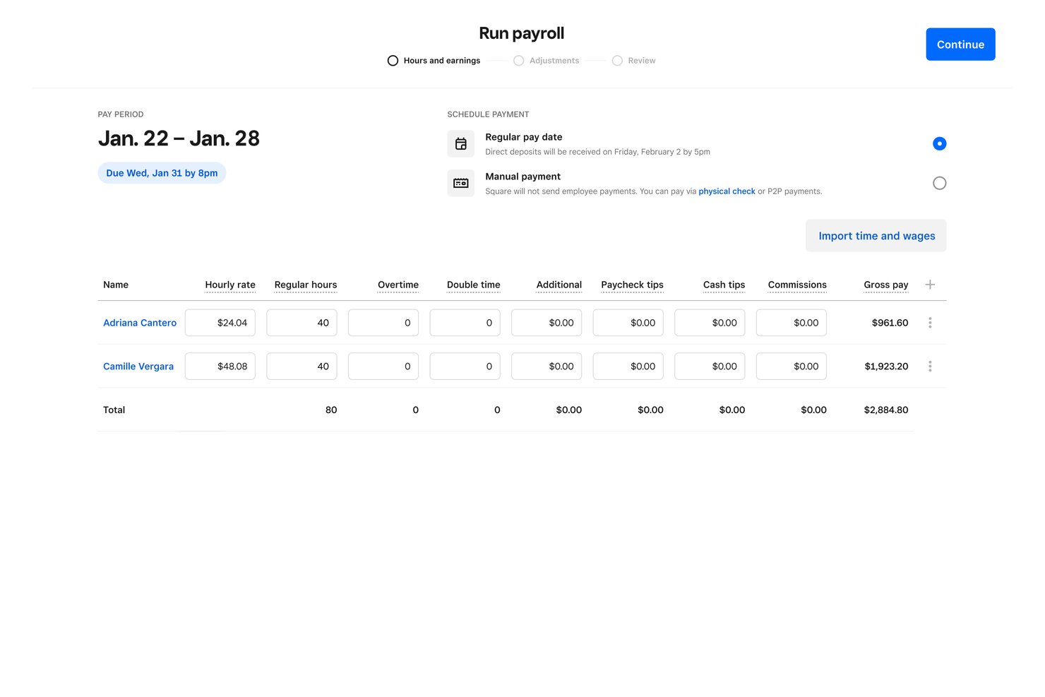 Square Payroll screenshot - 10 beste Lohnabrechnungssoftware für kleine Unternehmen im Jahr 2026