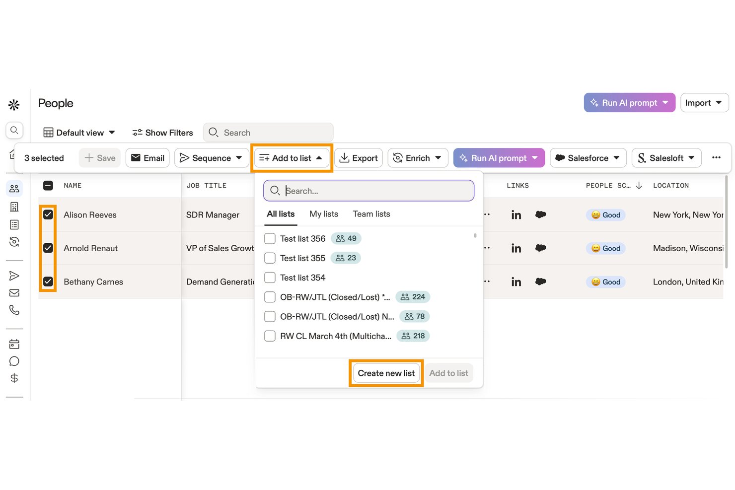 Apollo.io screenshot - Los 10 mejores programas de gestión de listas de correo analizados en 2026