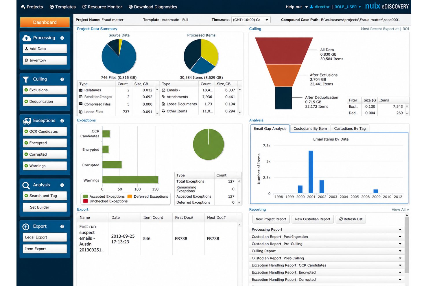 Nuix screenshot - 10 migliori alternative a Logikcull nel 2026