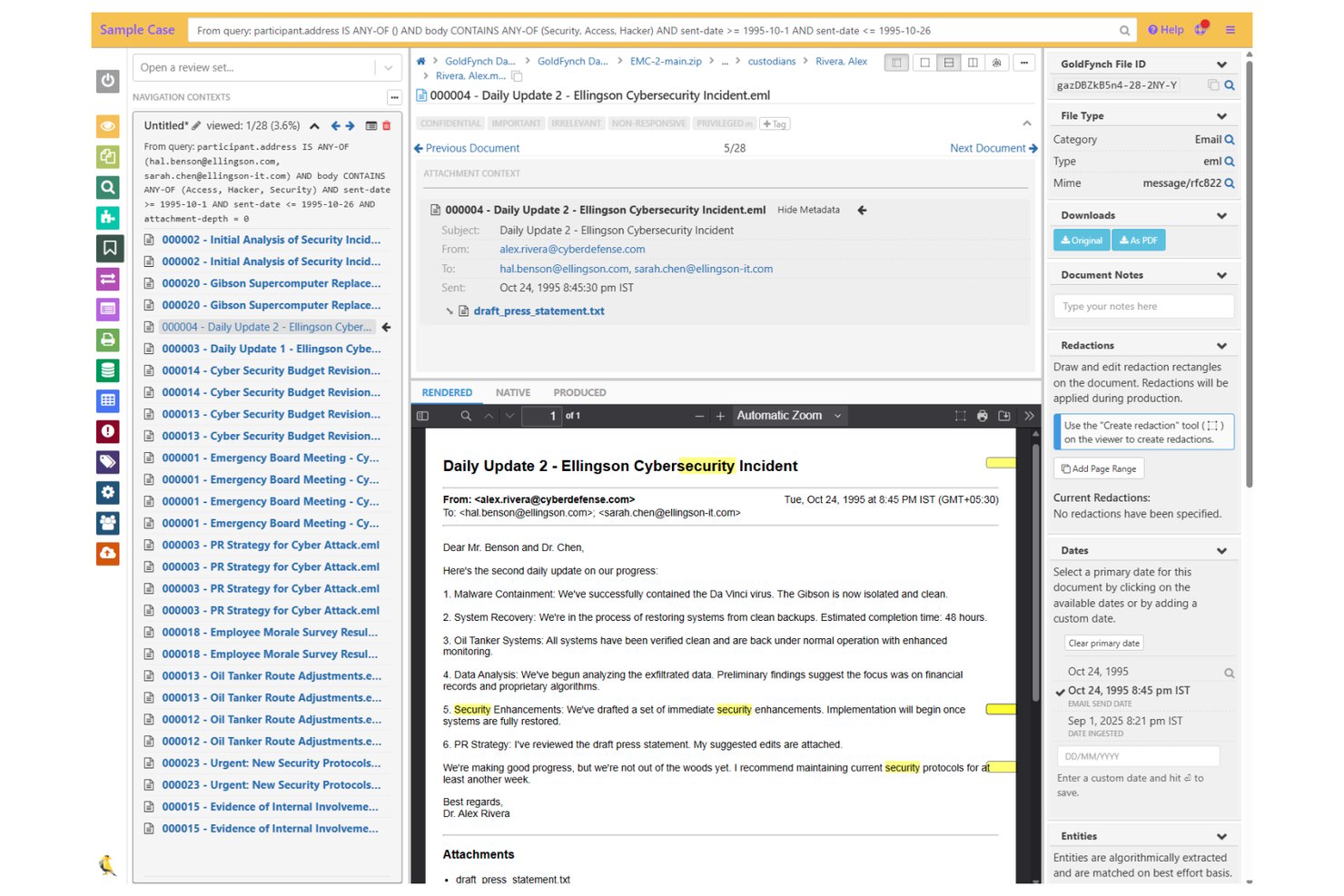 GoldFynch screenshot - 10 migliori alternative a Logikcull nel 2026