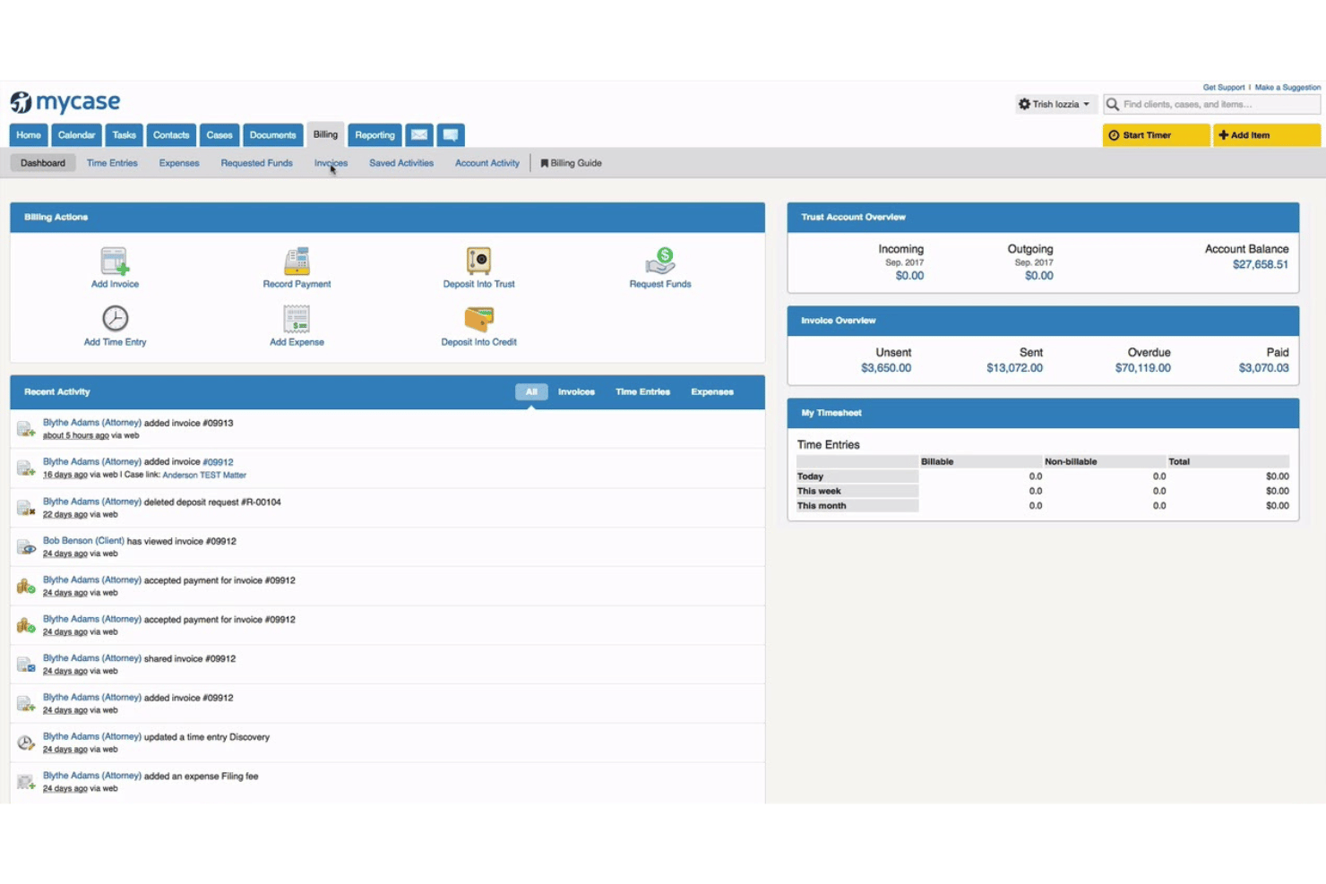 MyCase screenshot - Le 10 migliori alternative a Timesolv nel 2026