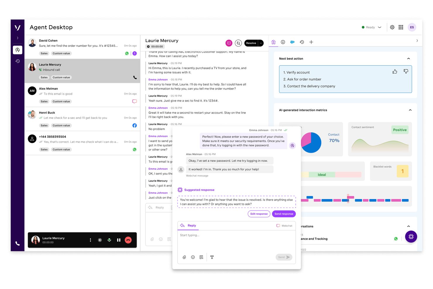 Vonage Contact Center screenshot - Les 10 meilleurs logiciels de centre d’appels évalués pour 2026