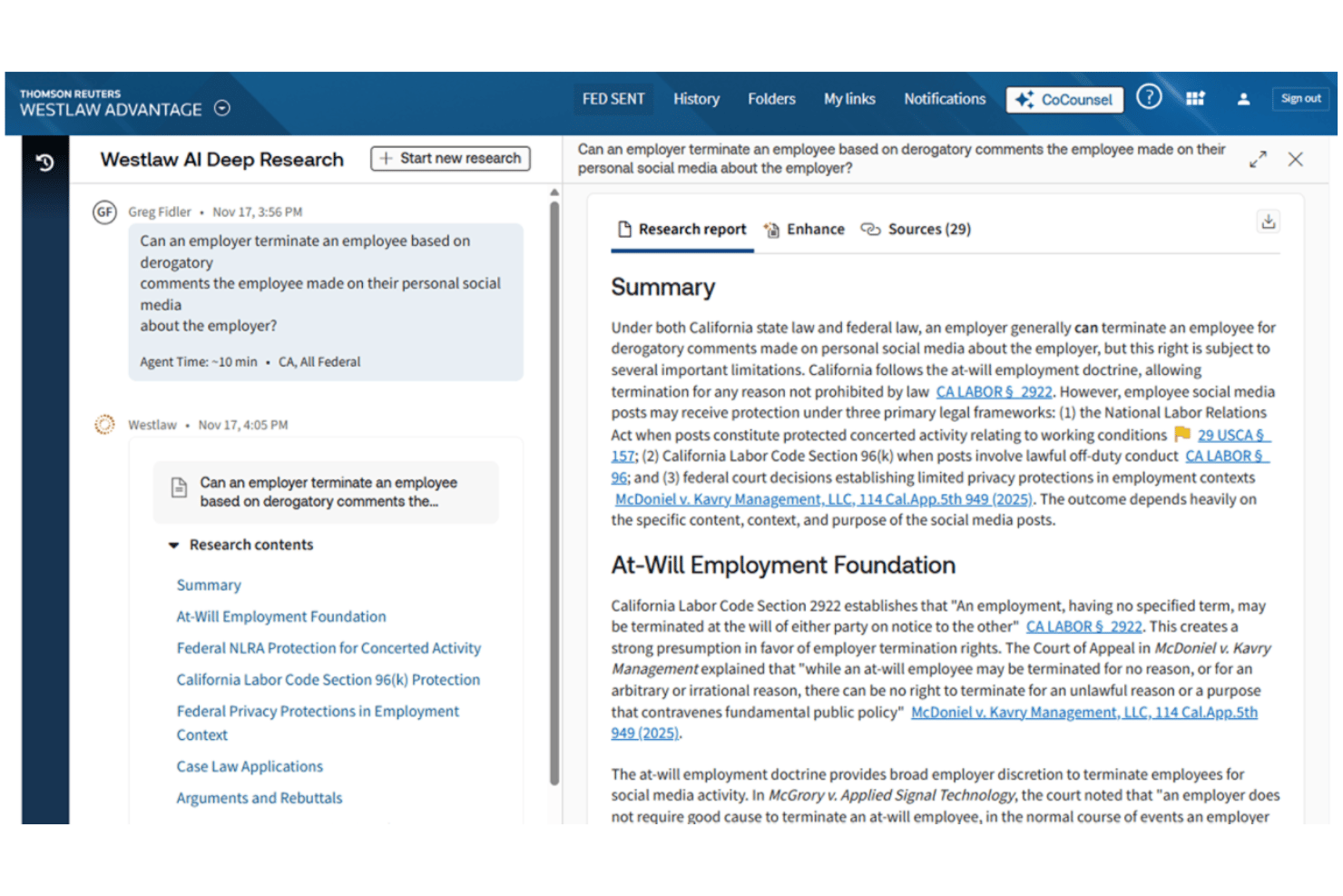 Westlaw screenshot - 10 migliori alternative a LexisNexis nel 2026