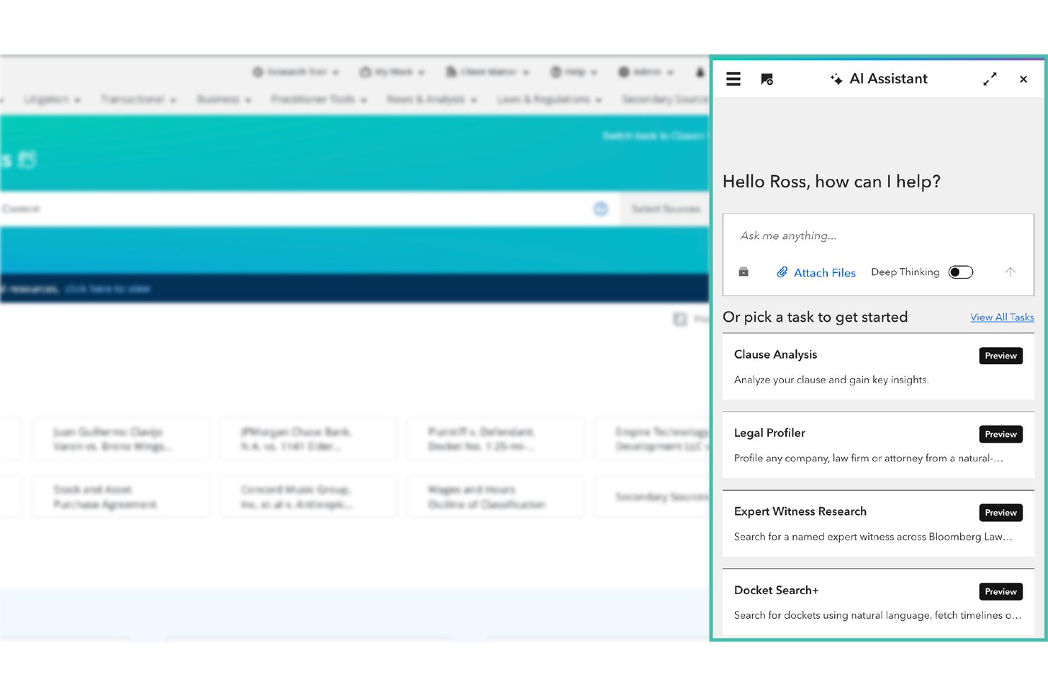 Bloomberg Law screenshot - 10 migliori alternative a LexisNexis nel 2026