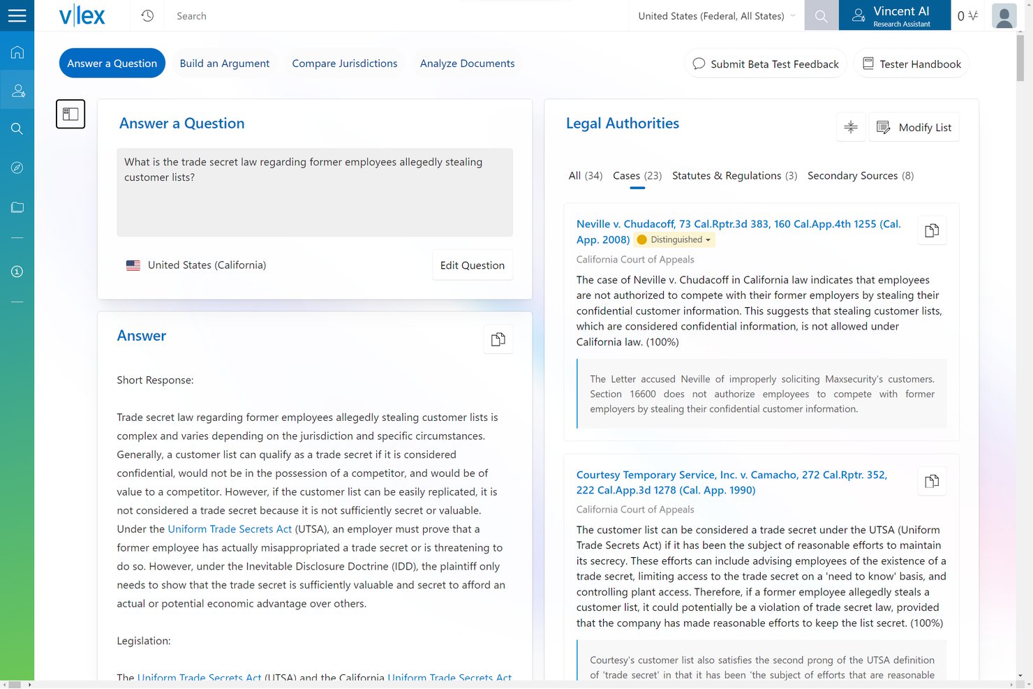 vLex Fastcase screenshot - 10 migliori alternative a LexisNexis nel 2026