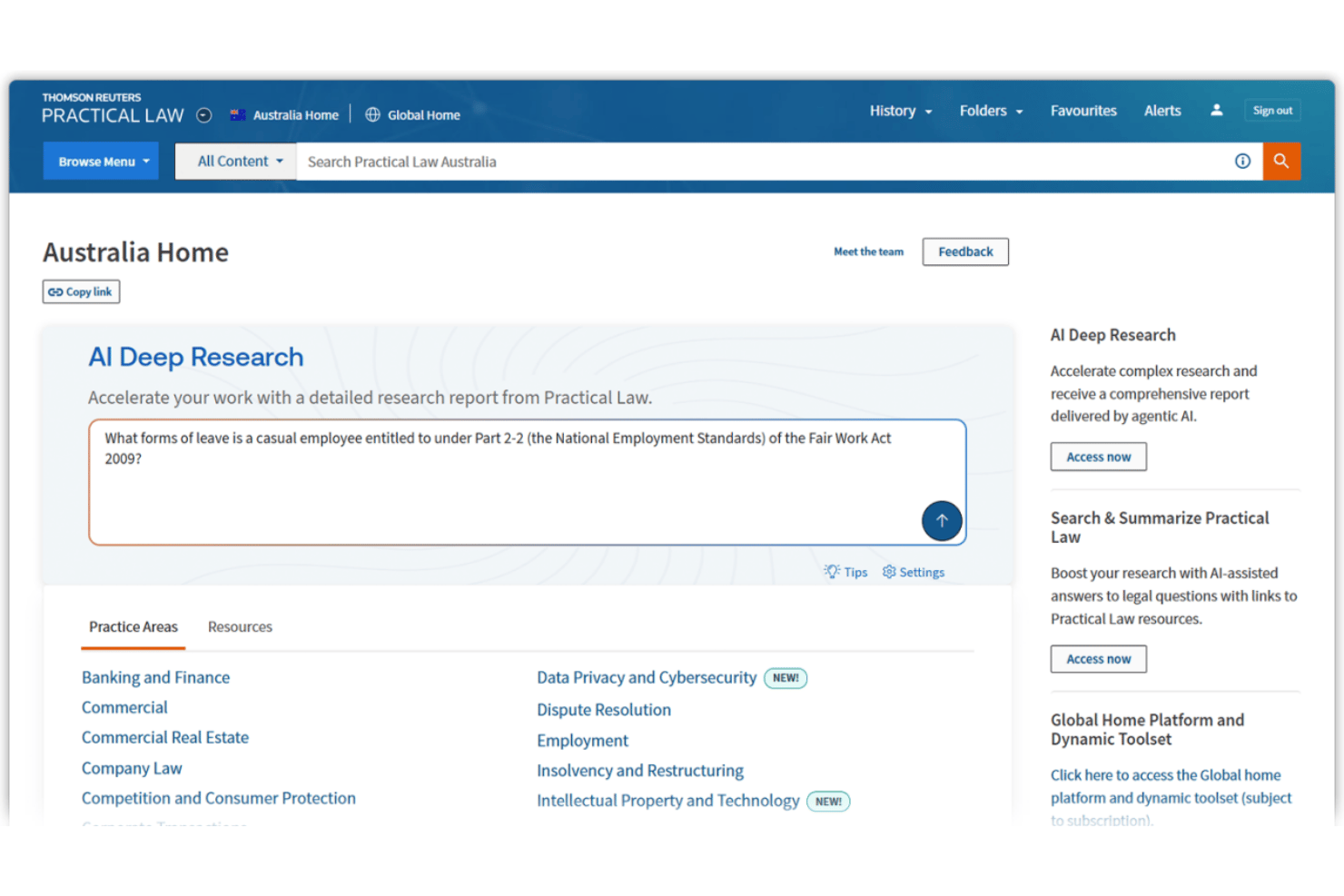 Practical Law screenshot - 10 migliori alternative a LexisNexis nel 2026