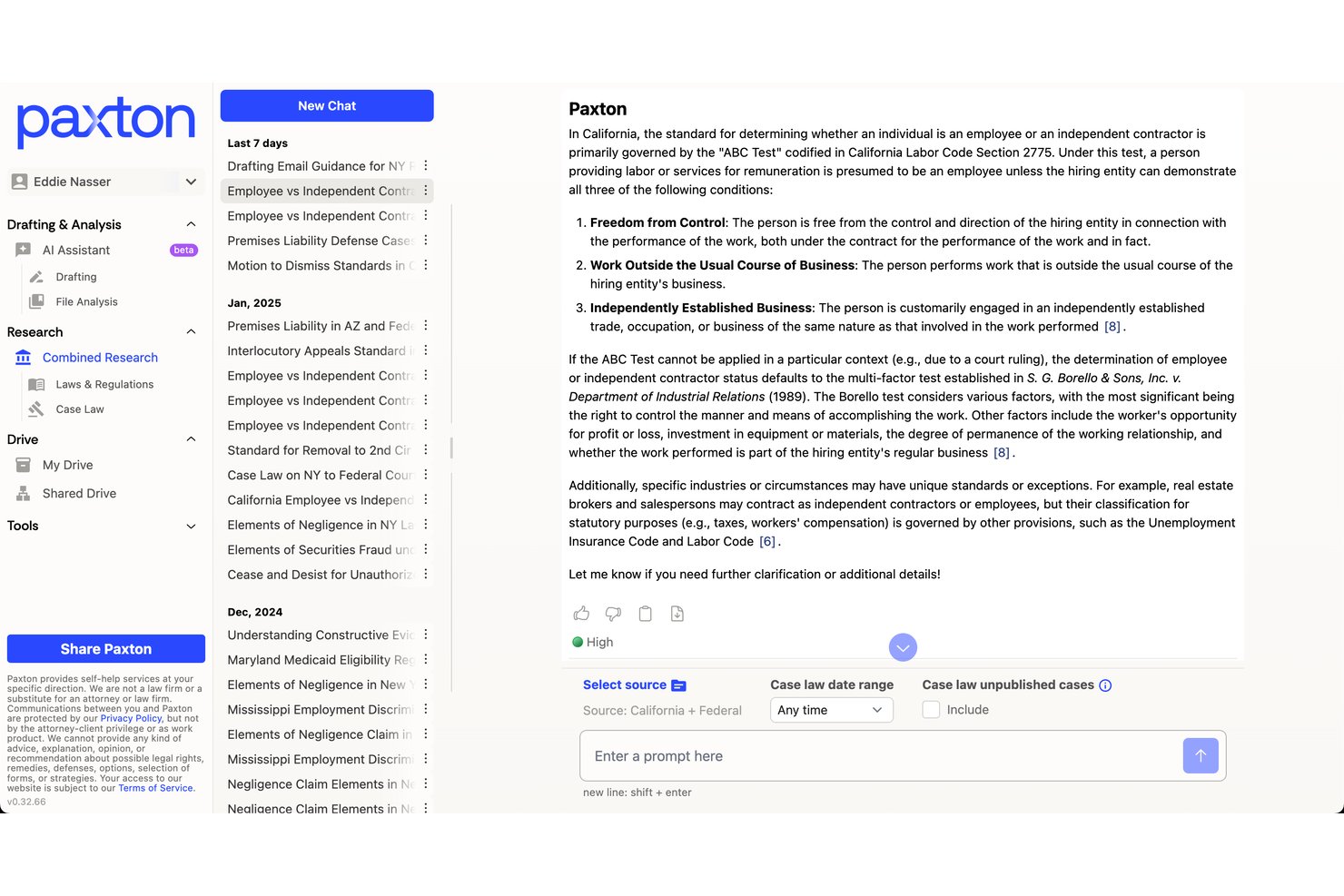 Paxton screenshot - 10 migliori alternative a LexisNexis nel 2026