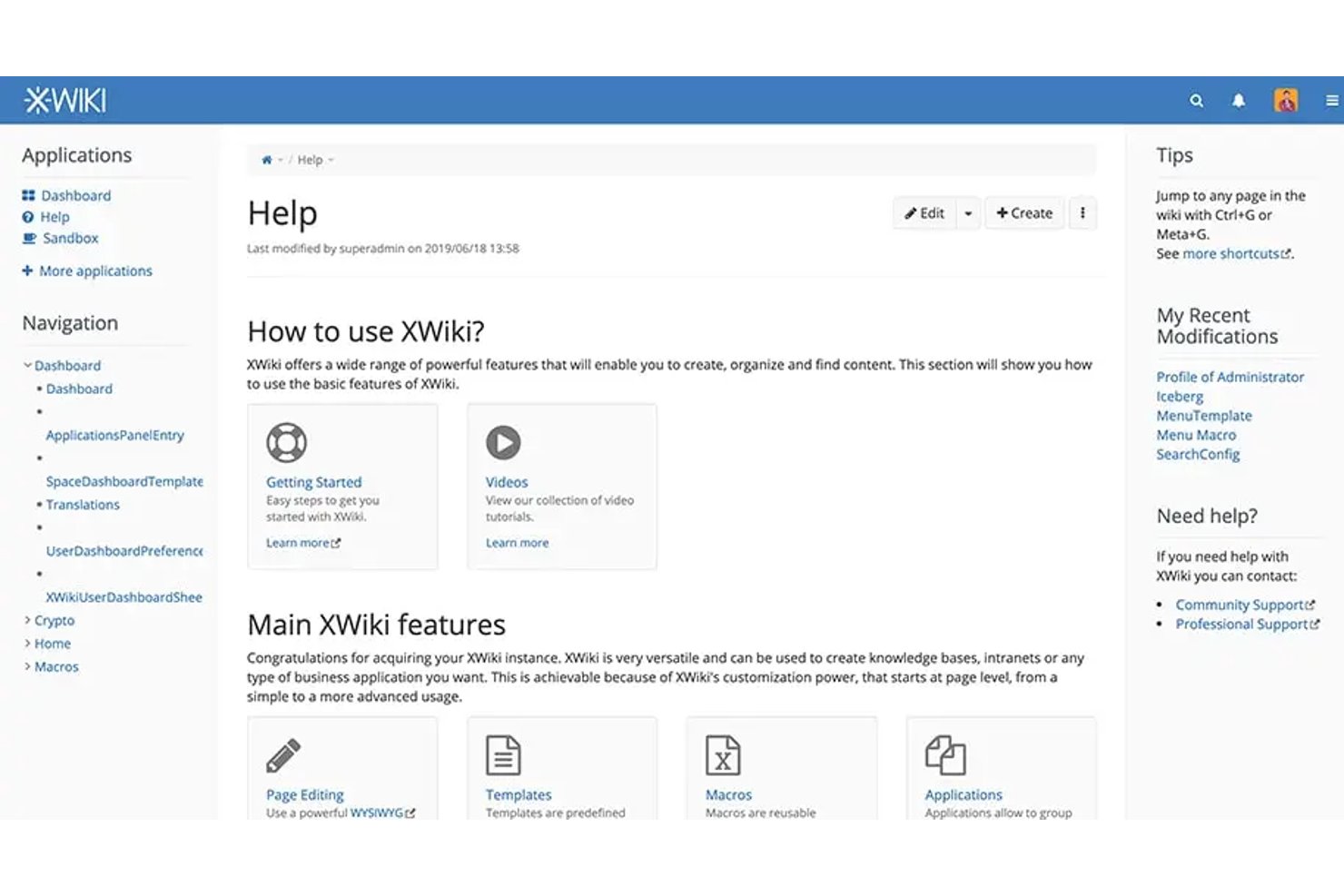 XWiki screenshot - 10 meilleurs logiciels gratuits de base de connaissances en 2026