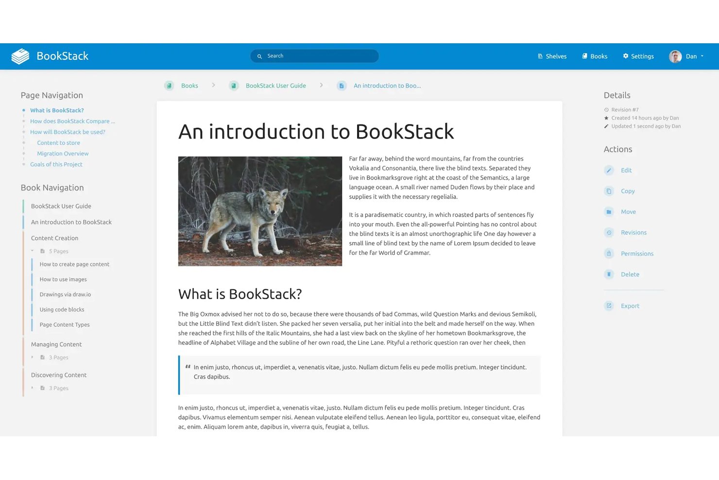 BookStack screenshot - 10 meilleurs logiciels gratuits de base de connaissances en 2026
