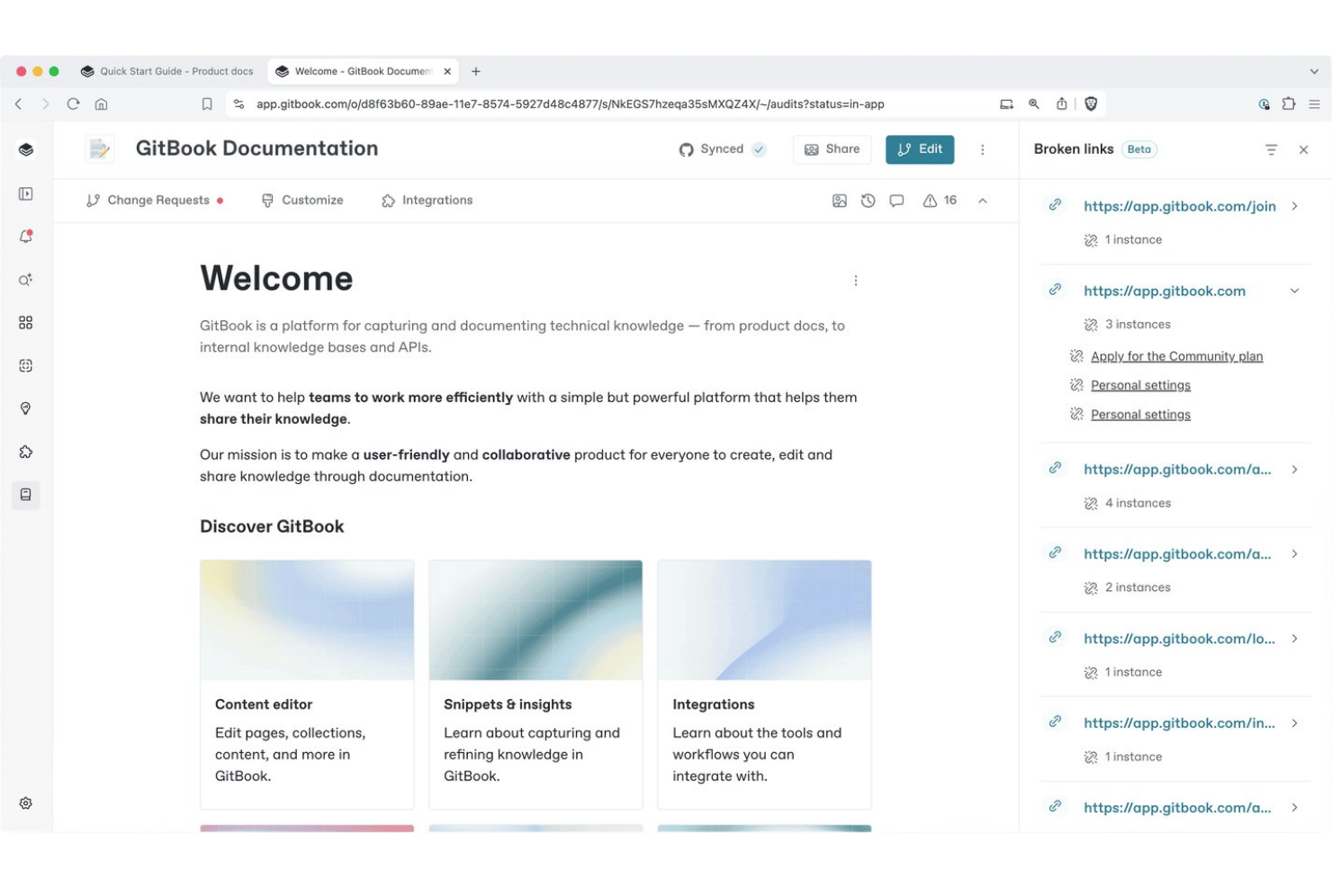 GitBook screenshot - 10 meilleurs logiciels gratuits de base de connaissances en 2026