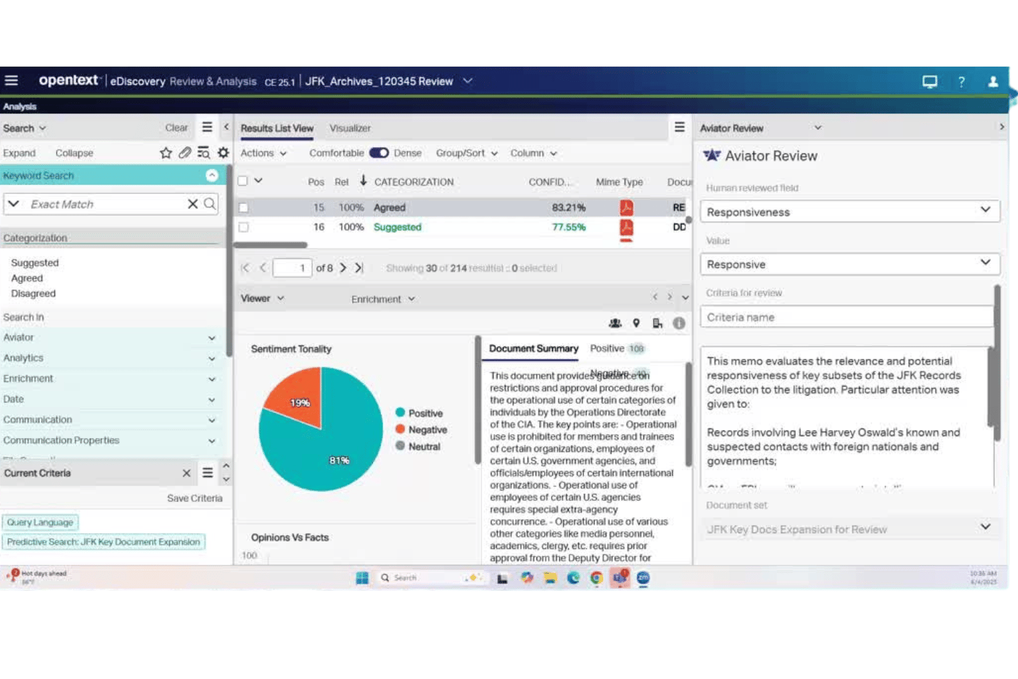 OpenText screenshot - 10 meilleures alternatives à Relativity en 2026