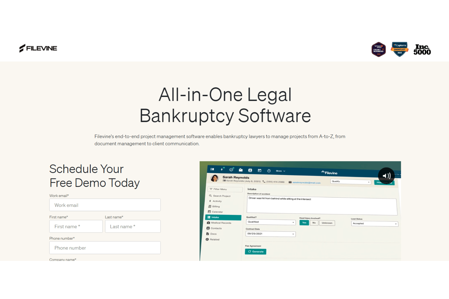Filevine screenshot - 10 beste Insolvenzsoftware im Jahr 2026