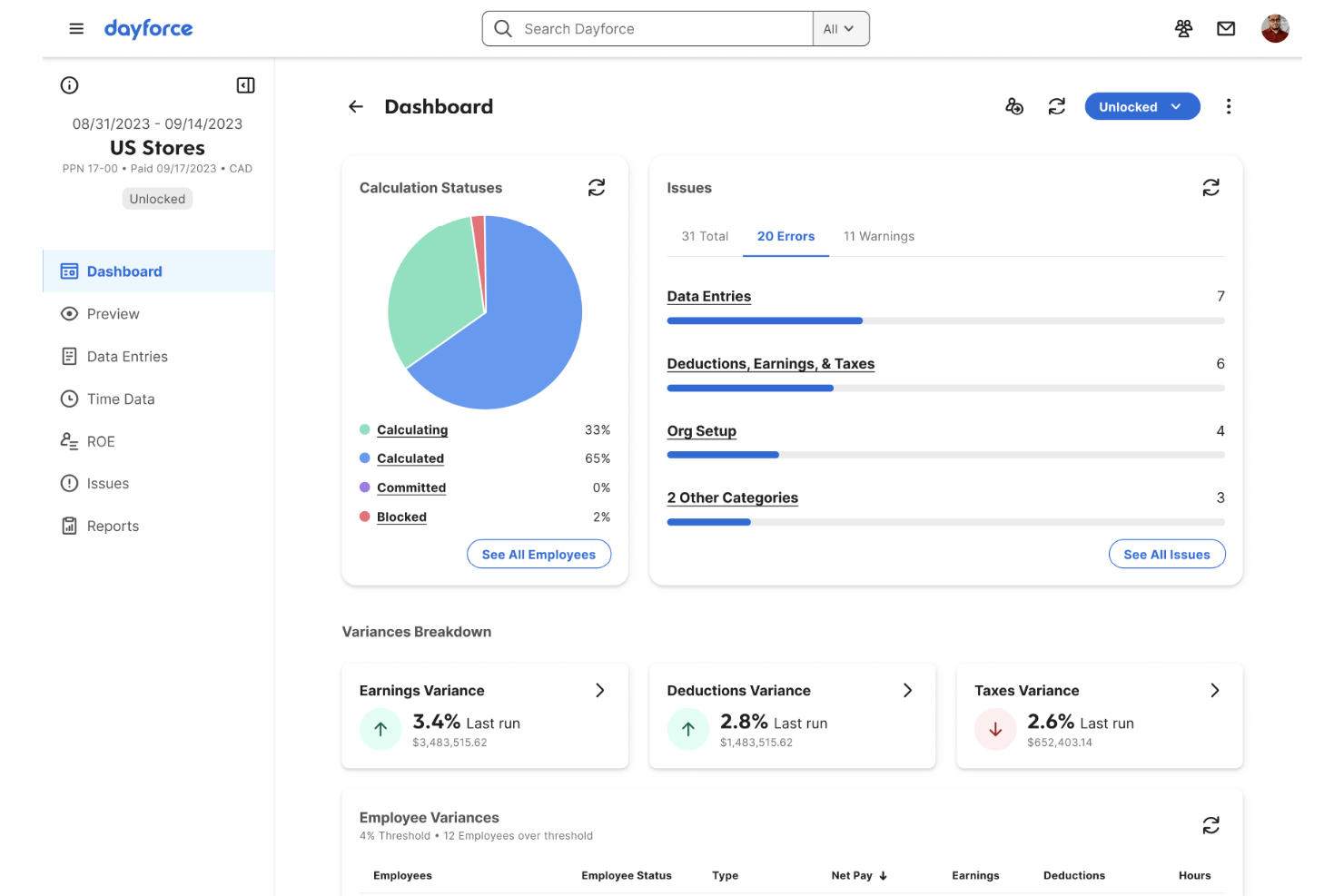 Dayforce screenshot - Las 10 mejores soluciones de gestión de nóminas para minoristas en 2026