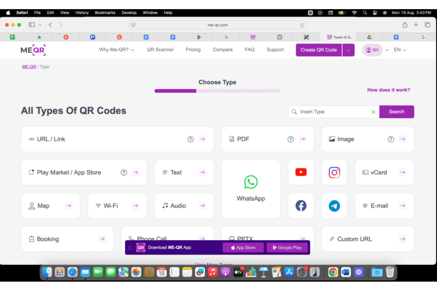 Me-QR screenshot - 10 meilleurs générateurs de codes QR en 2026