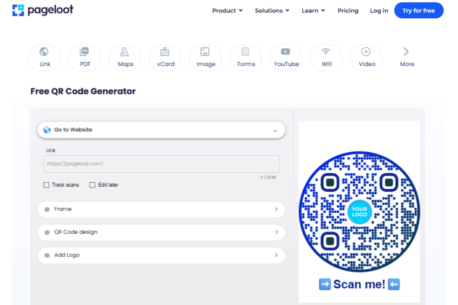 Pageloot screenshot - 10 meilleurs générateurs de codes QR en 2026