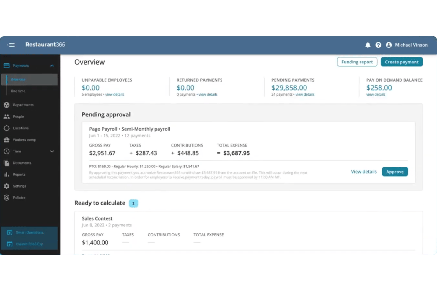 Restaurant365 screenshot - 10 Best Payroll Software for Hospitality in 2026