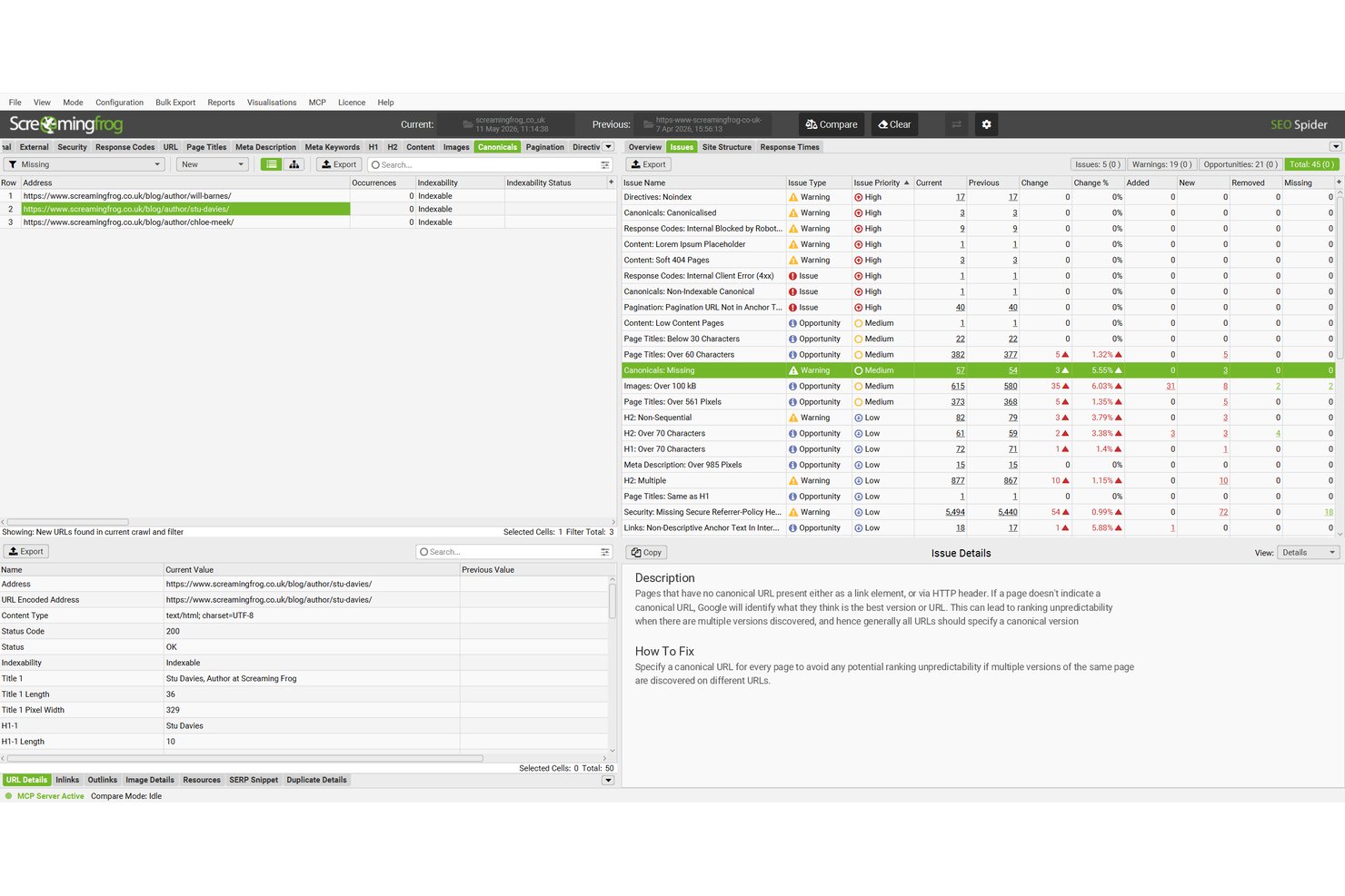 Screaming Frog SEO Spider screenshot - 10 meilleurs outils d’audit SEO en 2026