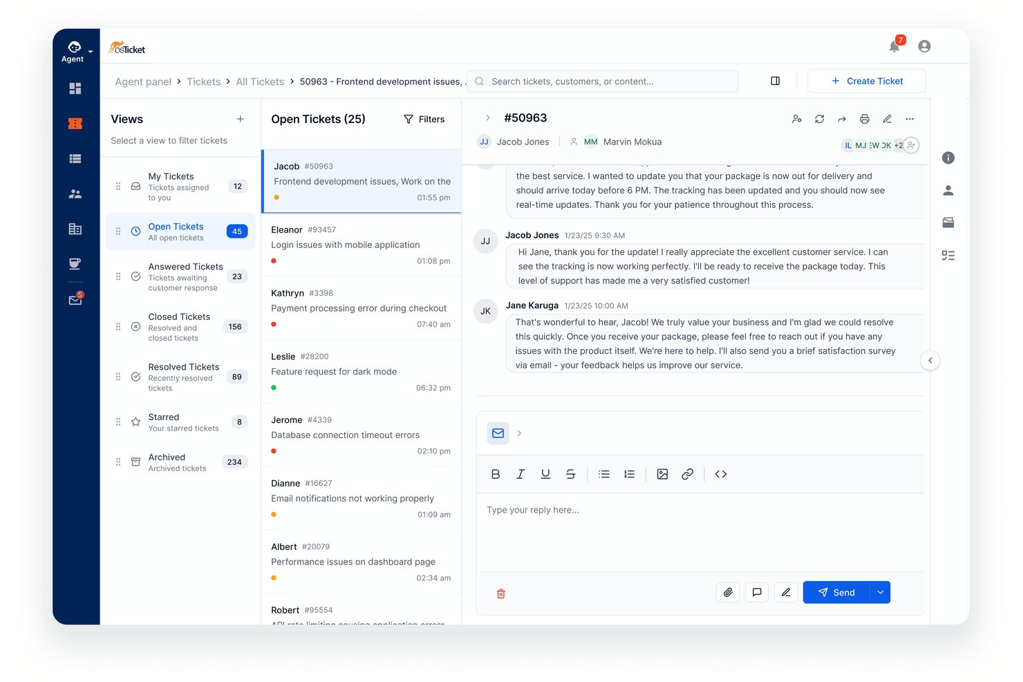osTicket screenshot - 10 beste Helpdesk-Ticketing-Softwarelösungen im Jahr 2026