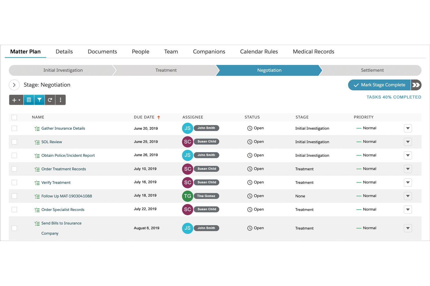 Litify beheert kantoortaken met Matter Plans, AI-gestuurde tijdregistratie en rapportage.
