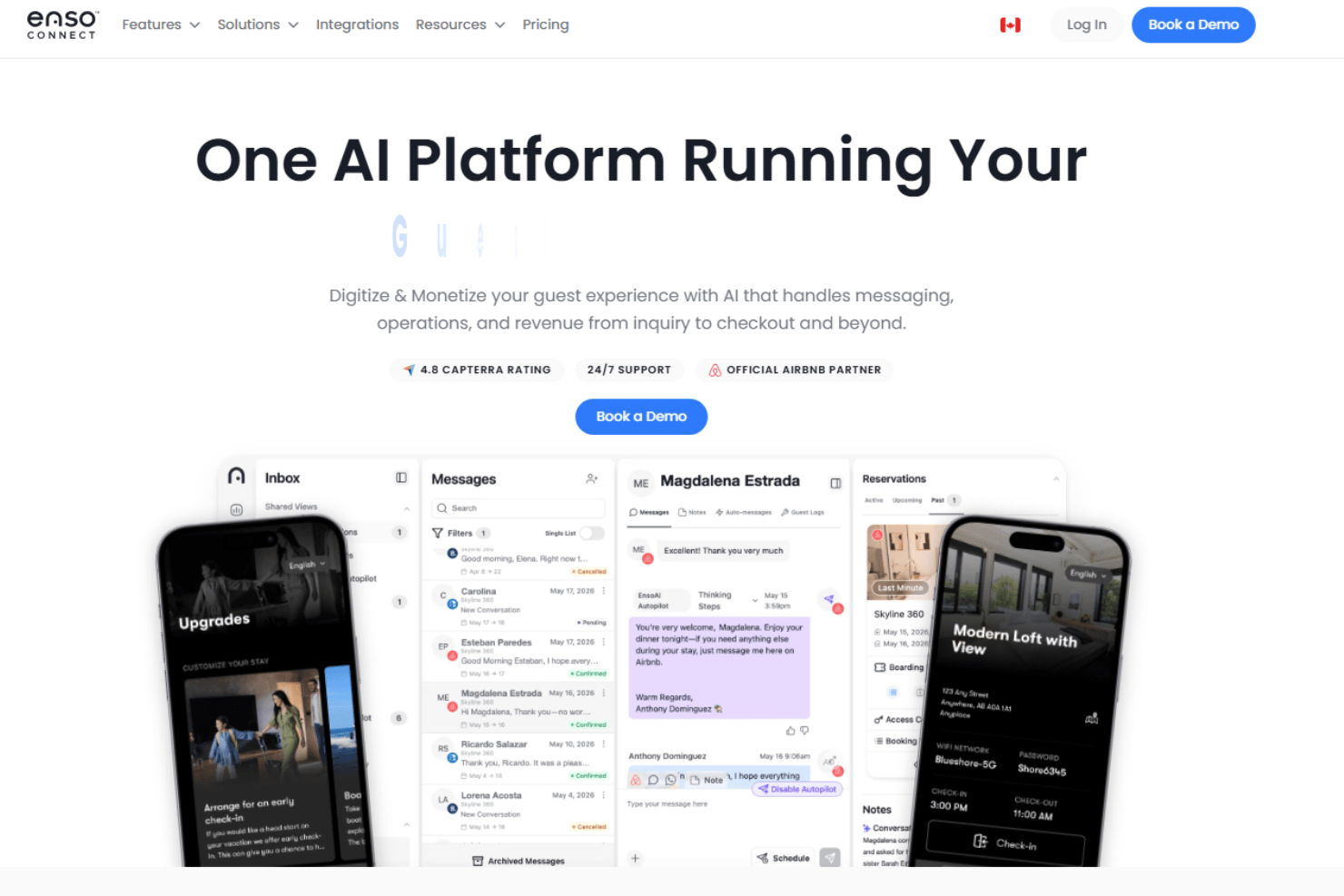 Enso Connect beheert gastreizen met AI-berichten, check-in, sloten en aanvullende verkopen.