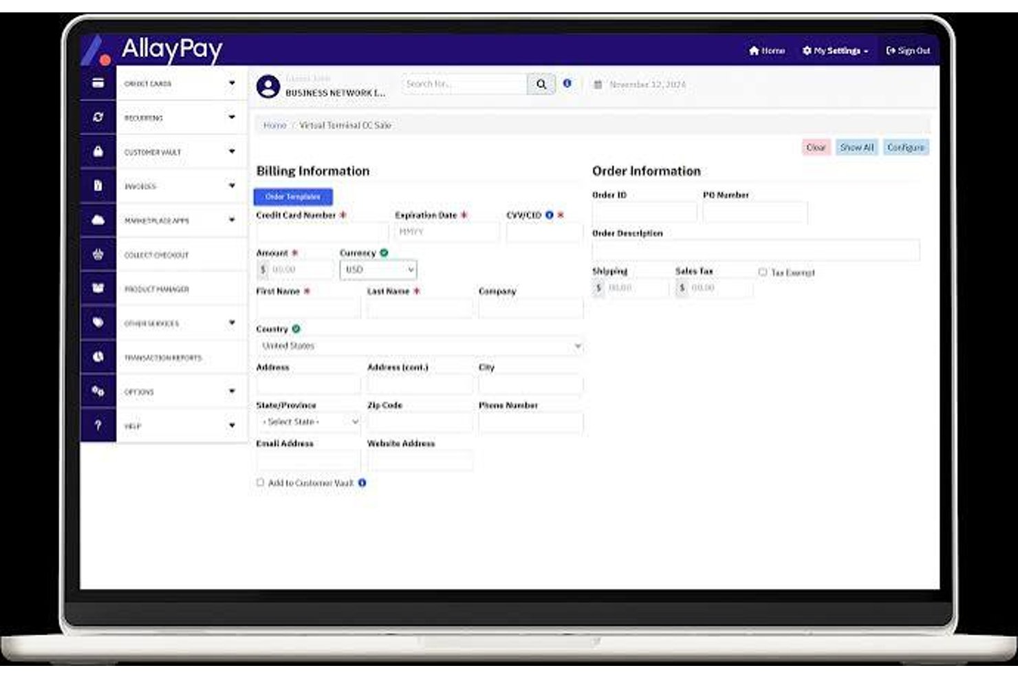 Captura de pantalla de la interfaz de AllayPay