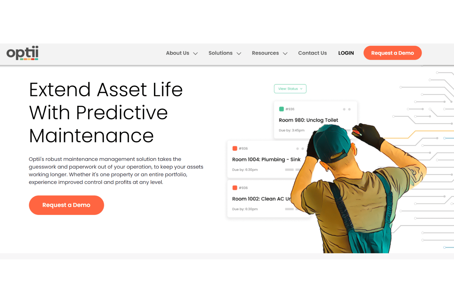 Optii manages hotel work orders, preventive maintenance, assets, and inspections.