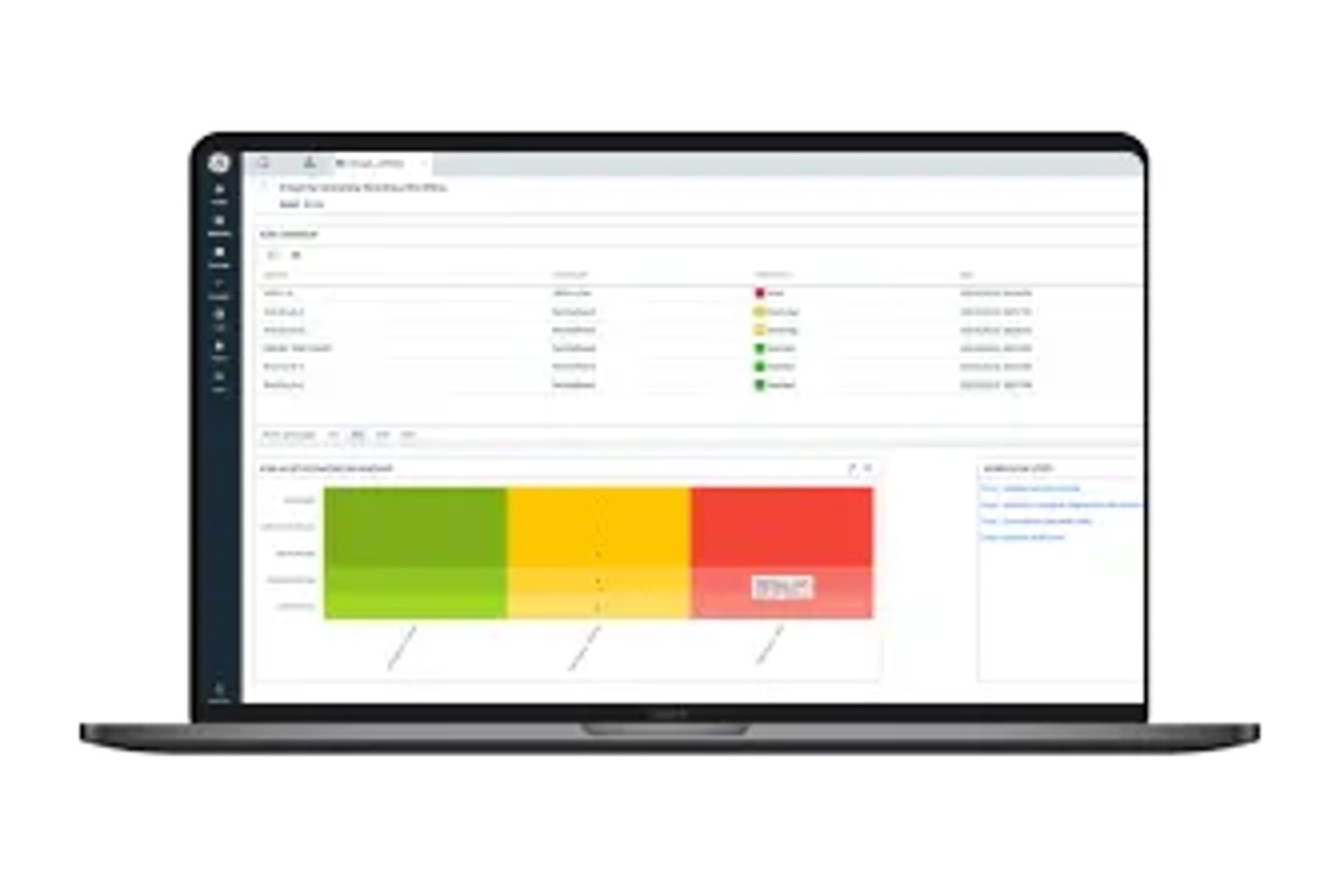 GE Vernova APM dashboard showing a color-coded risk matrix with green, yellow, and red zones.