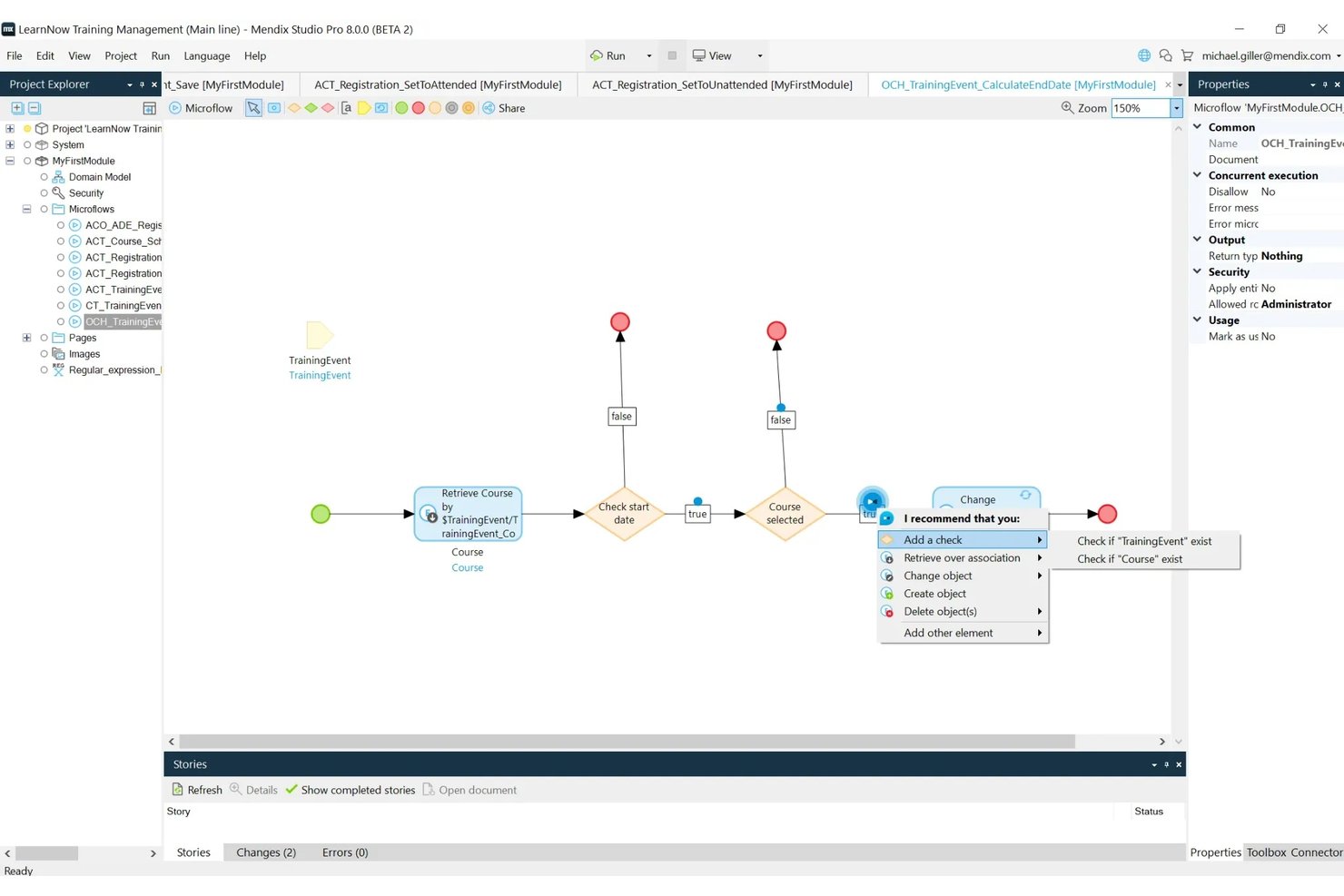 Schermafbeelding van low-codeconfiguratie in Mendix