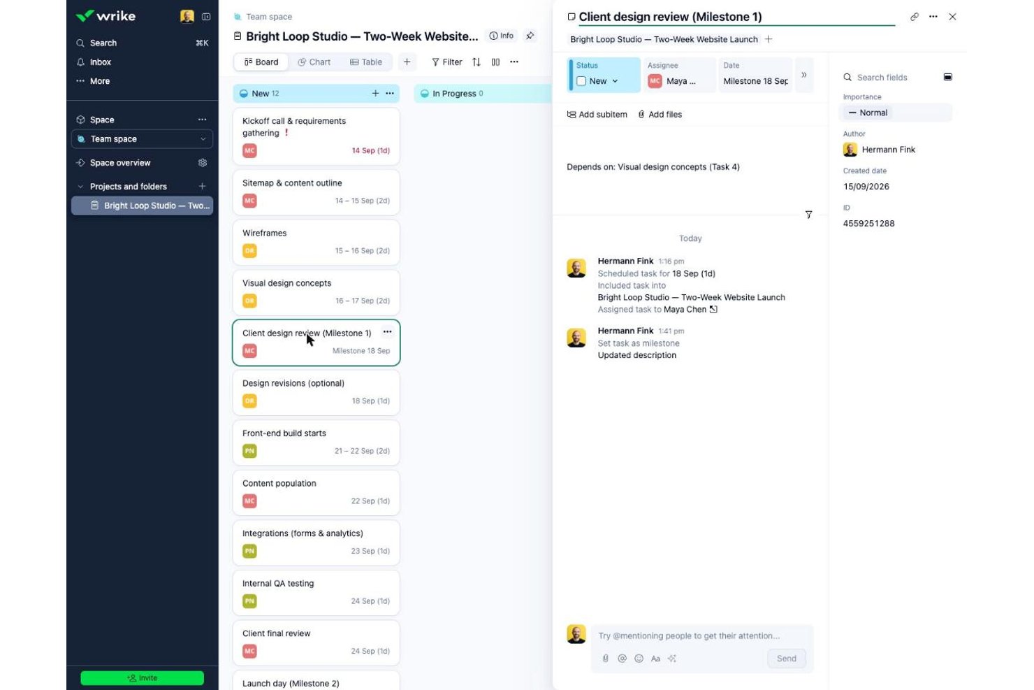 Wrike project milestone