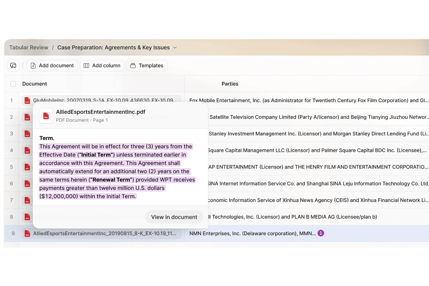 Legora examine les documents juridiques avec l’IA, extrait les clauses, signale les risques et prend en charge la rédaction de modifications.