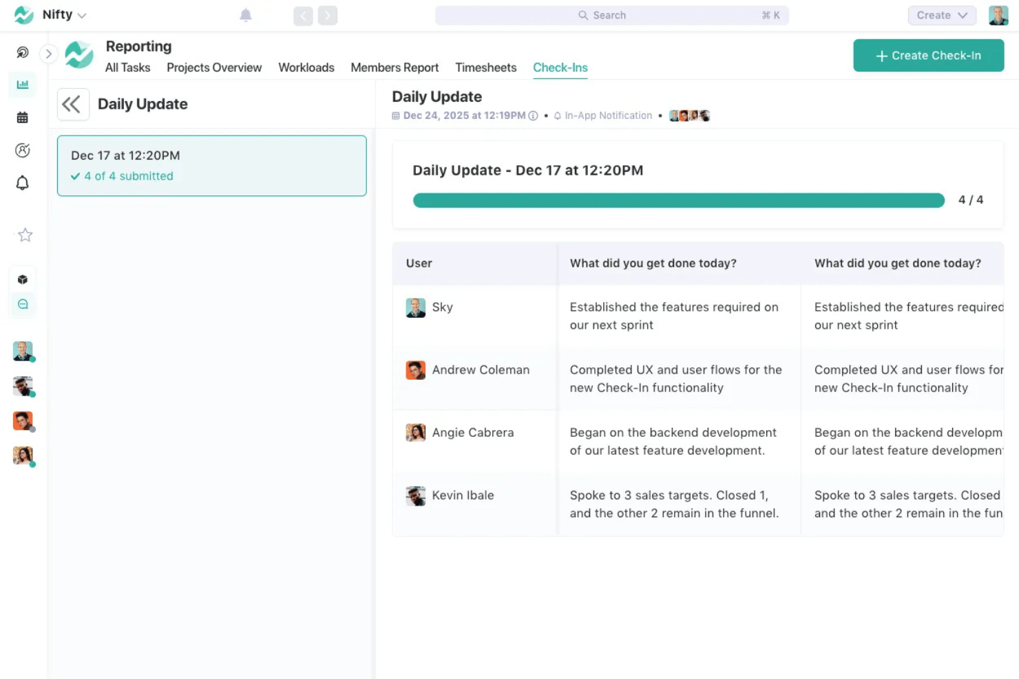 Nifty reporting dashboard