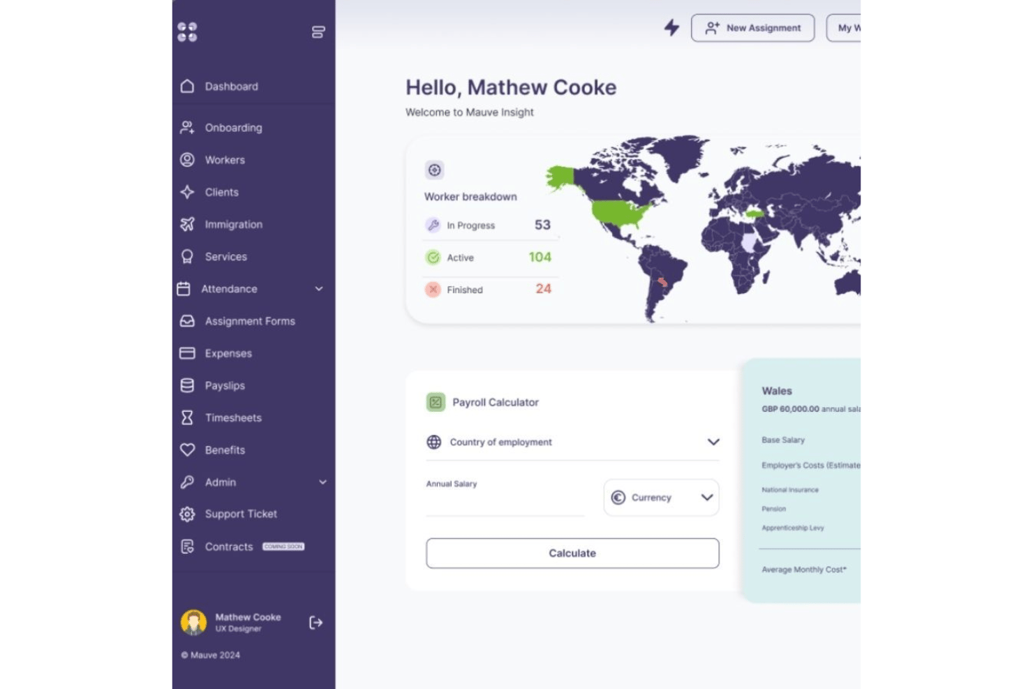 Globalne listy płac Mauve Insight dla pracowników międzynarodowych.