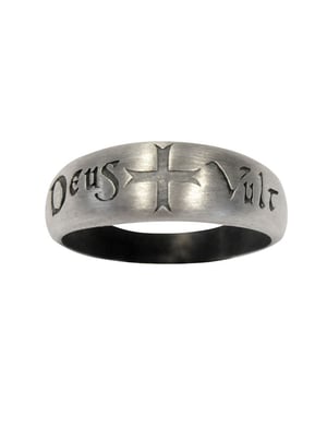 Bague templier en argent brossé « Deus + Vult »