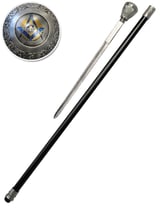 Canne-épée « équerre, compas et lettre G » franc-maçon