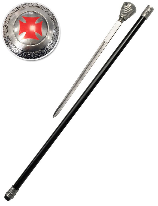 Canne épée templier croix rouge