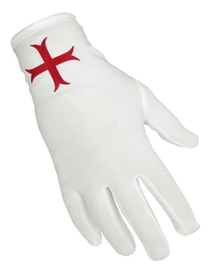 Gants templiers blancs avec croix pattée rouge