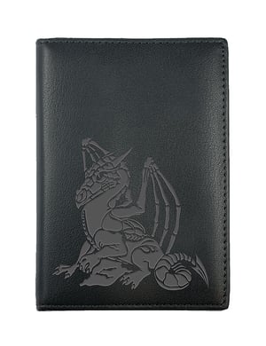 Porte-papiers en cuir noir « Dragon Squelette »