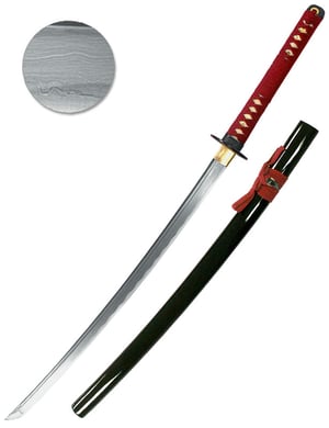 Katana « Rubis », lame aiguisée damas