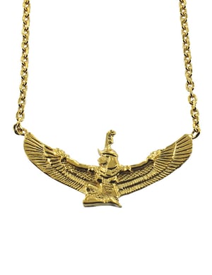 Pendentif égyptien déesse Maât ailée, plaqué or